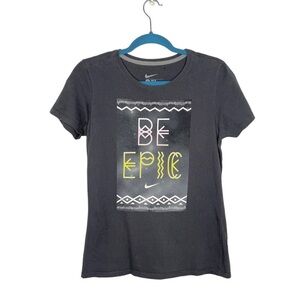Nike Charcoal Gray Be Epic Graphic Slim Fit Short Sleeve Tee Shirt